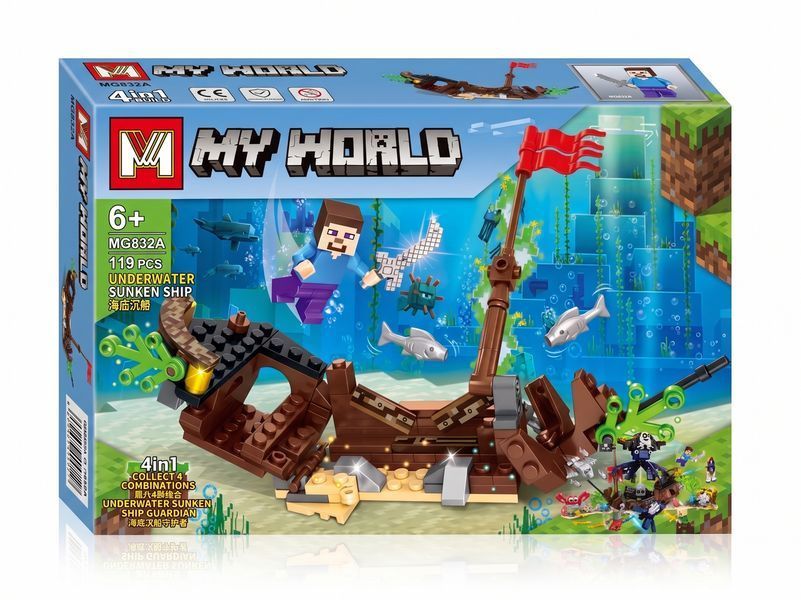 Конструктор Minecraft Затонувший корабль 119 деталей My World Майнкрафт MG832A фото