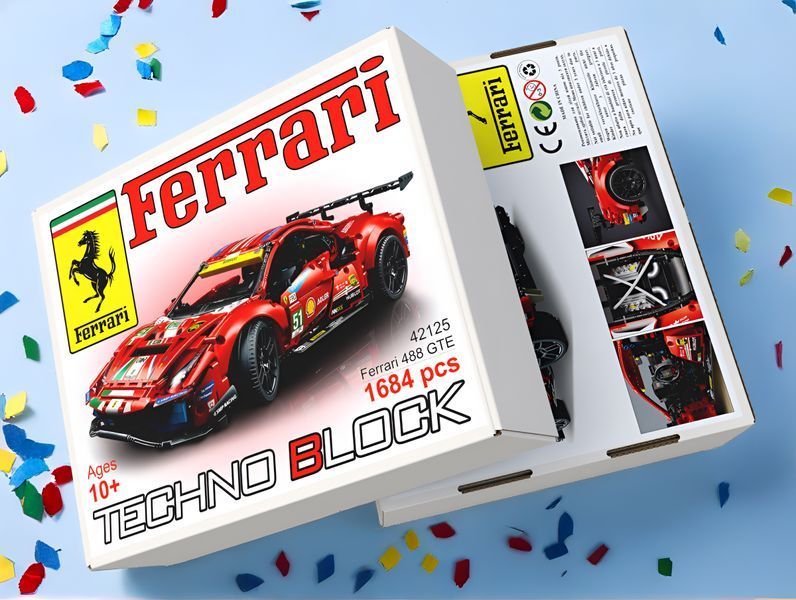 Конструктор спорткар Ferrari 488 GTE гоночна машина 1684 деталей 42125 фото