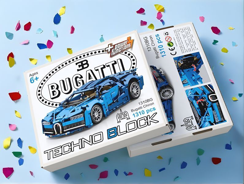 Конструктор на радіокеруванні Bugatti Chiron гоночна машина 1310 деталі BOX 1310BGRC фото