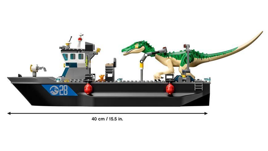 Конструктор Jurassic World Втеча динозавра барионікса на човні 308 деталей 76942 фото