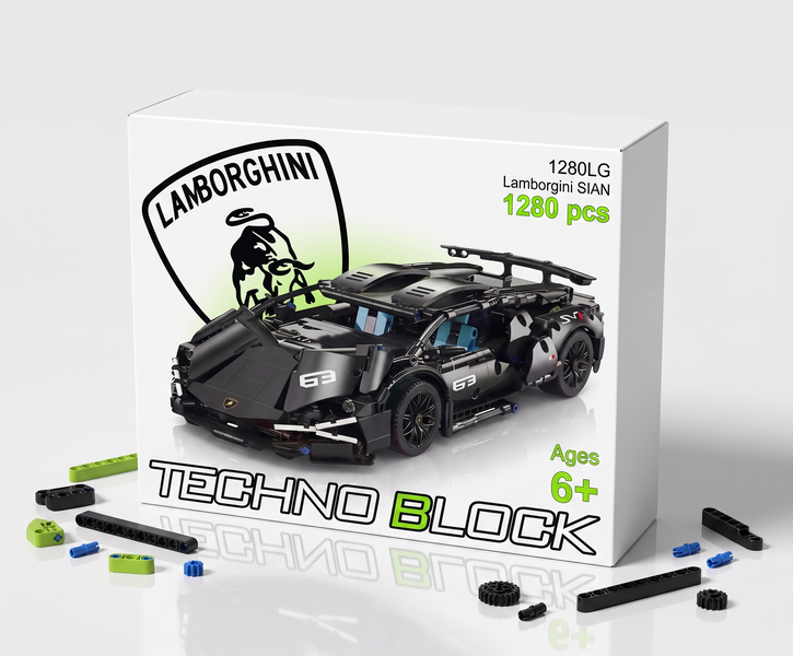 Конструктор спорткар Lamborghini Sian FK937 гоночна машина 1280 деталі Black 1280Black фото