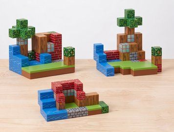 Магнітний конструктор Minecraft Галявина з дубом та будинком 64 блоків, 2 фігурки BZ96-87B фото