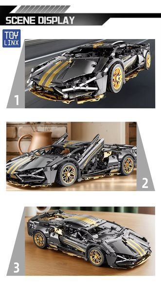 Конструктор спорткар Lamborghini Sian FK937 Black гоночна машина 1280 деталі (BOX) 1280BG фото