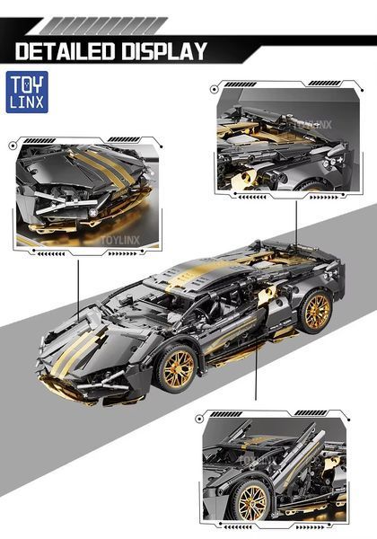 Конструктор спорткар Lamborghini Sian FK937 Black гоночна машина 1280 деталі (BOX) 1280BG фото